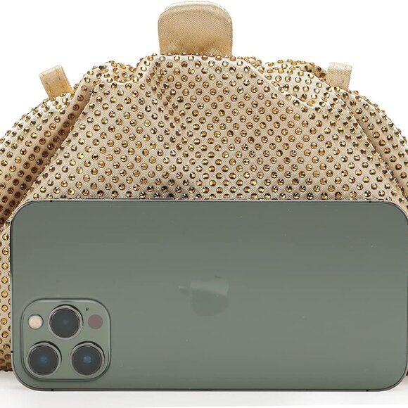 Rhinestone Purse Satin Crystal Clutch Handbag Evening Party Gift - Picture 3 of 8